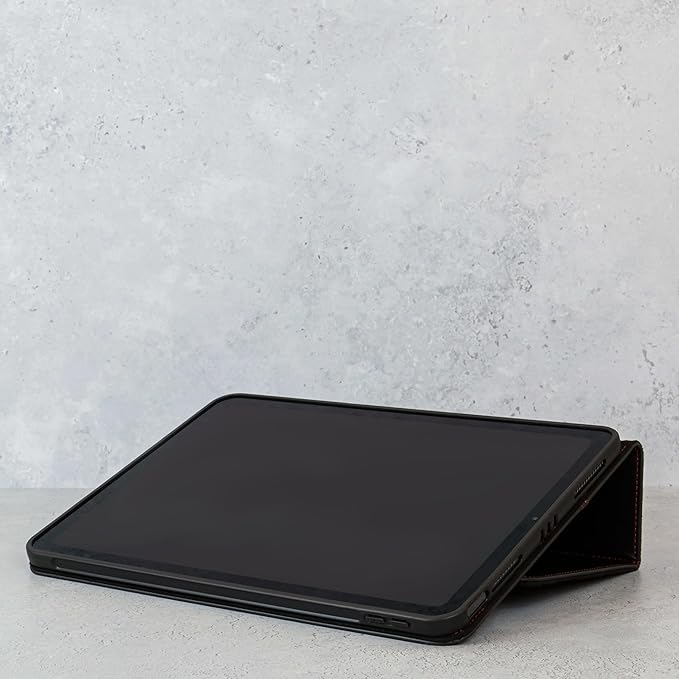 Casemade Real Leather Case Compatible with iPad 9.7” 5th/6th Gen (2017/2018) - Full-Grain Leather Cover Auto Sleep/Wake Dual Stand Position (Black)