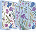 DONGKE Case for iPad Air 11-inch M4 2026 &amp M3 2025 &amp M2 2024 iPad Air 5th/4th Gen 10.9 2022/2020 [Built-in Pencil Holder] Clear Acrylic Back Trifold Stand Smart Cover Blue Botanical Wildfl