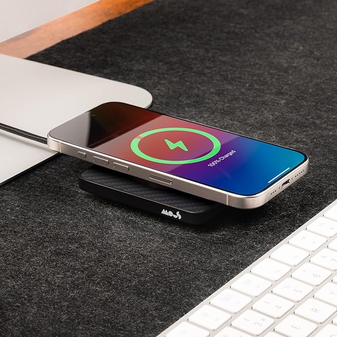 Mous- MagSafe Wireless Charger 15W Qi2 Certified Fast Charging Pad Compatible with iPhone 17/16/15/14/13/12 Pixel 10 Series and Airpods - Aramid Fibre