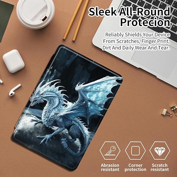 Case for Samsung Galaxy Tab S6 10.5 2019 (Model SM-T860/T865/T867) Blue Dragon with Wings Theme 360 Degree Rotating Stand Smart Protective Cover for Samsung S6 T860 Tablet