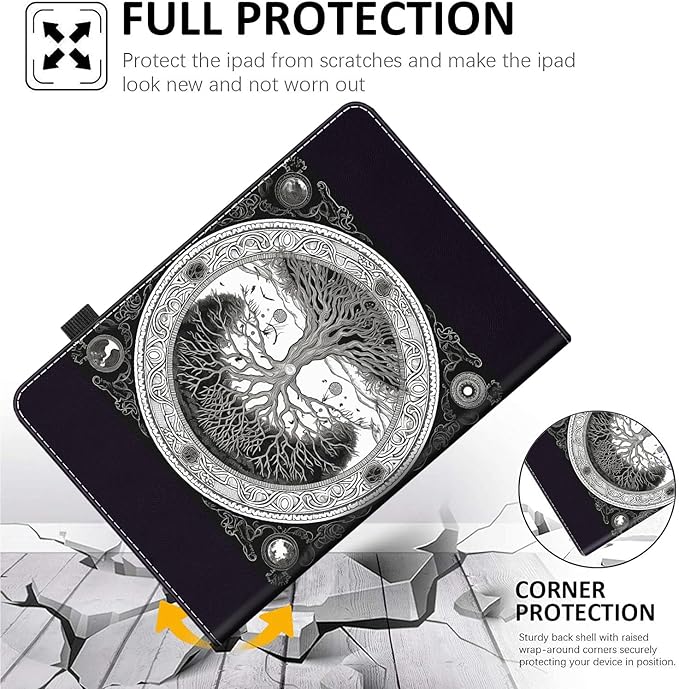 Case Fits Amazon Kindle Fire HD 8 &amp 8 Plus Tablet (12th Generation/10th Generation 2022/2020 Release) 8 Multi-Angle Smart Stand Cover Auto Sleep/WakeSun Moon Tree
