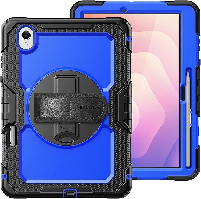 Timecity Case for Samsung Galaxy Tab S11 11-Inch 2025 Model (SM-X730/X736B/X738) Heavy Duty Protective Cover with Screen Protector Rotating Stand Shoulder Strap &amp S Pen Holder Dark Blue