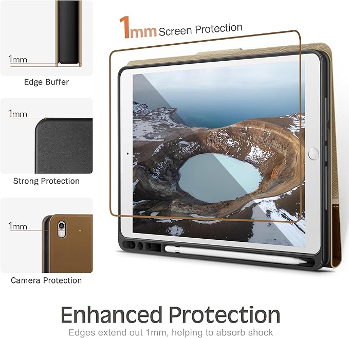 KingBlanc Case for iPad Air (3rd Generation) 10.5 2019 / iPad Pro 10.5 inch 2017 Case with Apple Pencil Holder Vegan Leather Smart Cover Auto Sleep/Wake Multi-Angle Folding Stand Beige