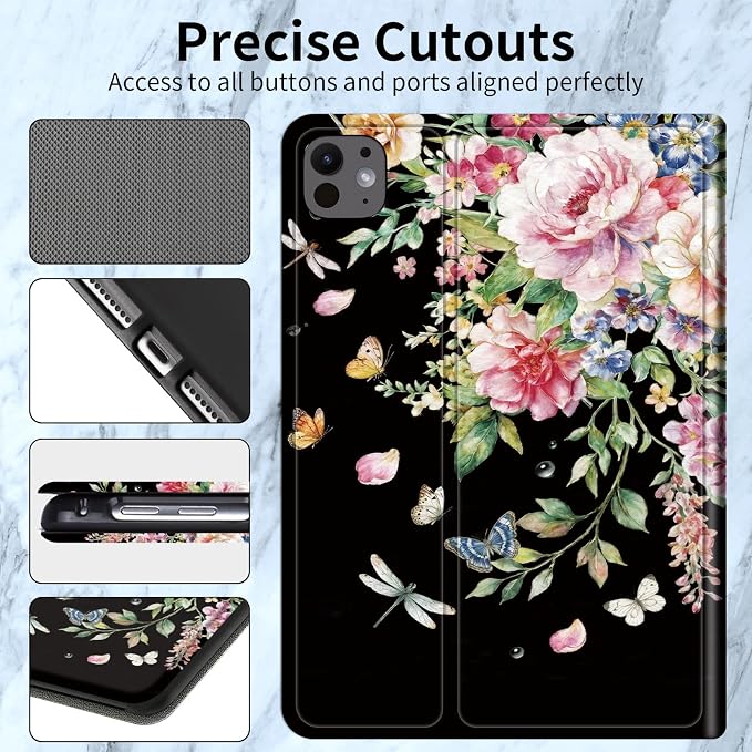 Black Floral Butterfly