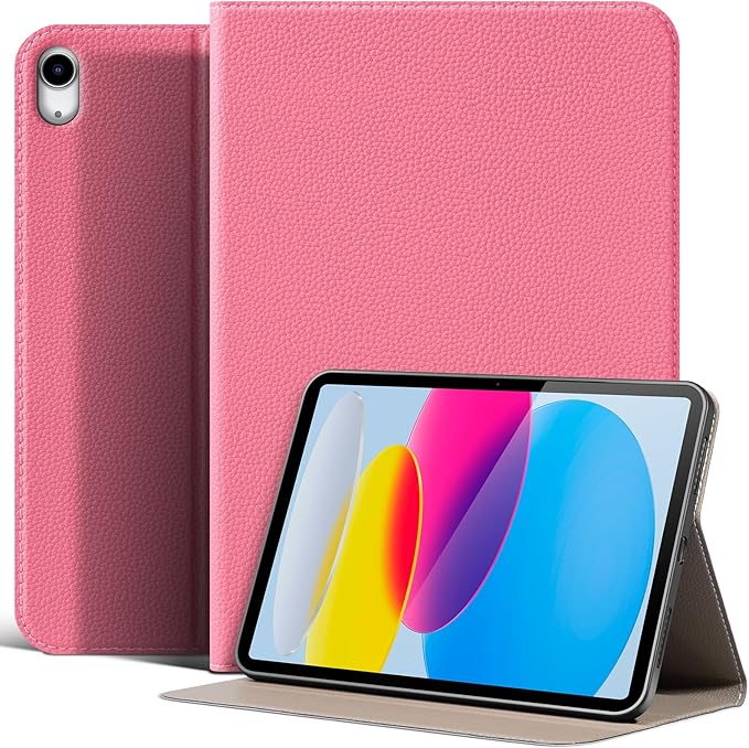 Case for iPad 11th(A16) 11 Inch 2025/ 10th Gen 10.9 Inch 2022 Smart Leather Cover Protective Auto Wake/Sleep Adjustable Stand Multiple View AnglesPink