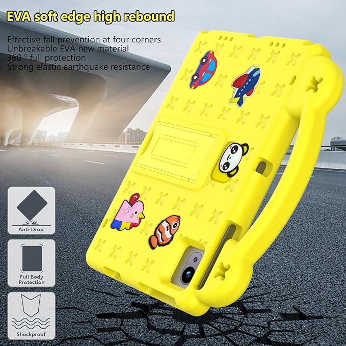 for Revvl Tab 2 Case 10.1 inch 2025 Kids EVA Tablet Cover with Strap Stand Handle for Tmobile Revvl Tab 2 5G Case Yellow