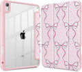Case for iPad 11 inch A16 2025 Generation 11th / iPad 10.9 inch 2022 10th Gen Buit in Pencil Holder with Shockproof Cover Clear Transparent Back Shell Auto Wake/Sleep Bows &amp Leopard