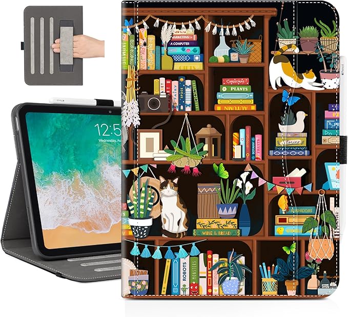 Bookcase Green Plant Cat