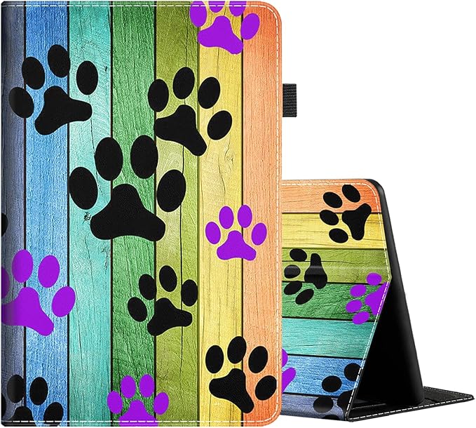 Case for Amazon Fire Max 11 Tablet (13th Generation 2023 Release) Multi-Angle Smart Stand Cover Auto Sleep/Wake for Fire 11 Max TabletRustic Rainbow Woodgrain Dog Paw