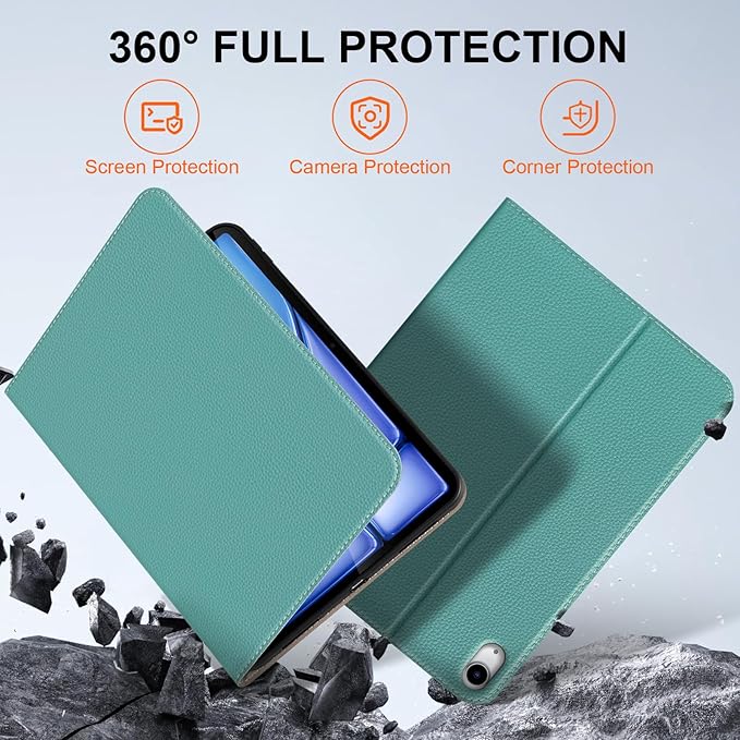 Leather Case for iPad Air 11 M4/M3/M2 (2026/2025/2024) &amp 10.9 5th/4th Gen (2020/2022)Protective Shockproof Smart Cover Adjustable Stand - Auto Wake/Sleep and Multiple View AnglesLight Blue
