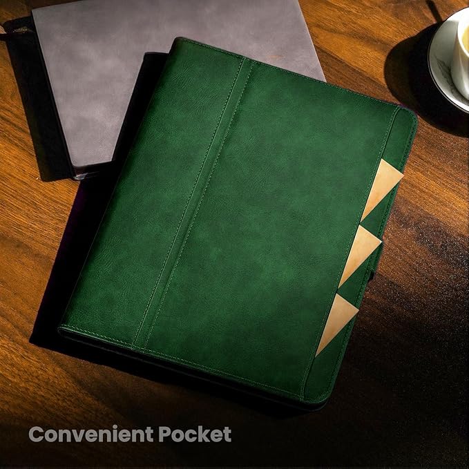 Handmade Case for iPad Air 13 Inch M4/M3/M2 (2026/2025/2024) with Pencil Holder PocketMagnetic ClosureMulti Angles StandTyping AngleFolio Protective CoverAuto Sleep/WakeGreen