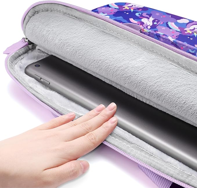 Kids Tablet Bag for Girls Kids Tablet Carrying Case for Fire HD 10 HD 8 Fire 7 Sleeve Bag Kid Kindle Bag iPad Bag for Kid Unicorn Purple