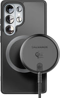 Galvanox 25W Magnetic Wireless Charger for Samsung Qi2.2 Certified [Compatible with MagSafe] Fast-Charging 2.0 for Galaxy S26 Ultra Fold Plus S25/S24/S23 Braided 6ft USB-C (Black)