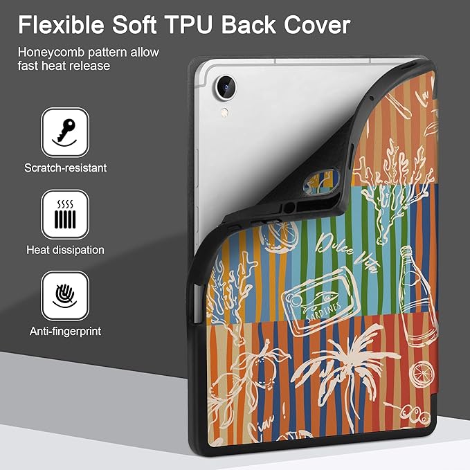 DONGKE Case for Samsung Galaxy Tab S11 5G 11 2025 Model (SM-X730/X736B) Slim Lightweight Trifold Stand Cover with S Pen Holder Auto Sleep/Wake Soft TPU Shockproof Back Summer Holiday