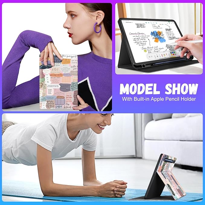 Samsung Galaxy Tab S9 Plus/S9 FE Plus Case 12.4 Inch 2023 for Women Girls - Folio Cover With Pencil Holder Cute Fashion Design Girly Kawaii Quotes Pretty Tablet Cases