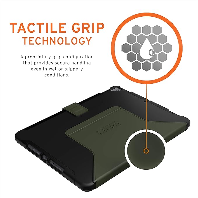 URBAN ARMOR GEAR UAG iPad 10.2 Case 9th Generation 2021 iPad 8th Generation 2020 Case Scout Rugged Heavy Duty Protective Cover Multi-Angle Viewing Folio Stand with Pencil Holder Black/Olive