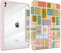 Case for iPad Pro 13 inch (M5) 2025 (M4) 2024 Release Slim Lightweight Cute Light Pink Cover with Clear Back TPU Edge Pencil Holder Trifold Stand Flower Patchwork