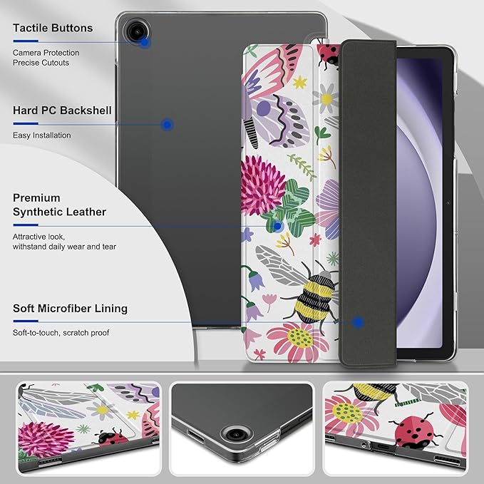 DONGKE Case for Samsung Galaxy Tab A11 Plus A11+ 11 inch (2025/2026) &amp Tab A9 Plus A9+ 11 inch (2024/2023) Slim Smart Stand Cover with Translucent Hard Back Auto Wake/Sleep - Dragonfly