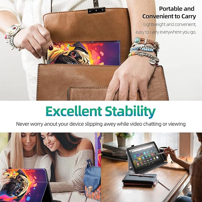 Case for All-New Amazon Kindle Fire HD 10 and Fire HD 10 Plus Tablet (13th/11th Generation 2023/2021 Release) 10.1 Slim Folding Stand Cover with Auto Wake/Sleep Colorful Cute Bulldog
