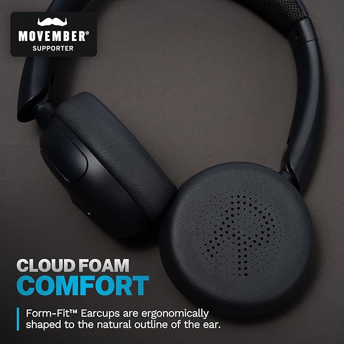 JLab Go Lux ANC Wireless Headphones Graphite Hybrid Active Noise Cancelling Premium On-Ear Bluetooth Headset Customizable Sound Be Aware Mode Cloud Foam Comfort Multipoint Connection