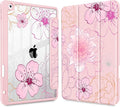 Case for iPad 9th/ 8th/ 7th Generation 10.2-Inch Case(2021/2020/2019 Release) [Built in Pencil Holder] Trifold Stand Auto Wake/Sleep Clear TPU Protection Back Cover Flowers Illustration