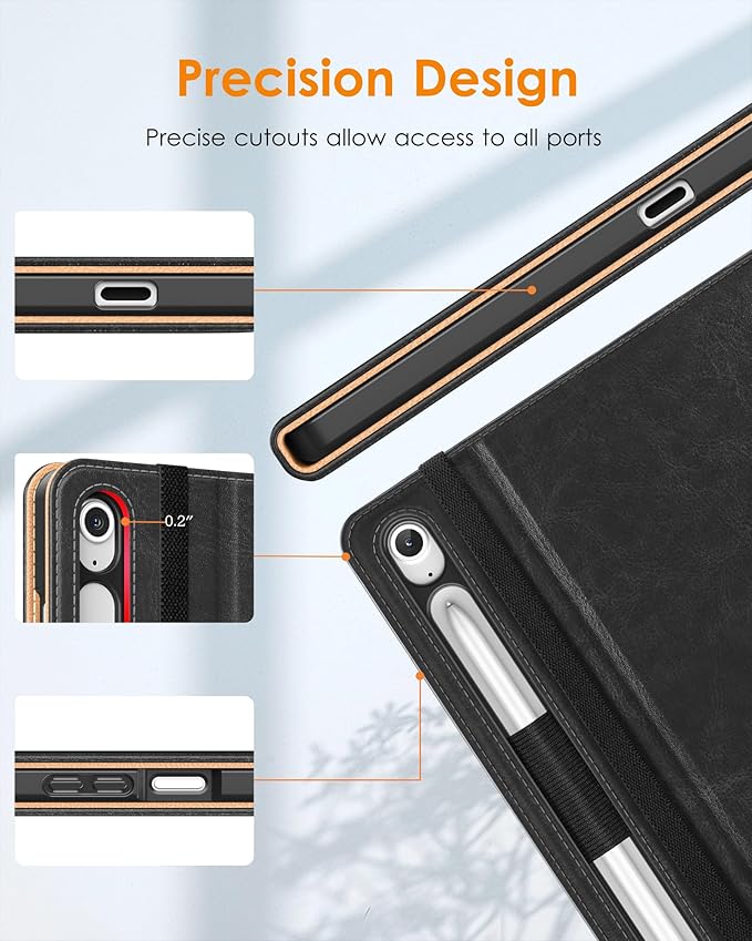 DTTO for Samsung Galaxy Tab S10 FE Plus Case 13.1 Inch 2025 (SM-X620/X626) with Built-in S Pen Holder Premium Leather Business Folio Stand Cover with Hand Strap &amp Pocket Auto Sleep/Wake Black