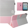 Dteck Fire HD 10 Case (9th/7th/5th Generation 2019/2017/2015 Release) - Slim Fit PU Leather Multi-Angle Stand Cover with Auto Wake/Sleep for All-New Amazon Kindle Fire HD 10.1 Tablet Pink Stripe