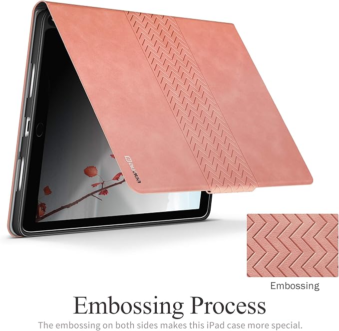 auaua Case for iPad Air 3rd Generation 2019 / iPad Pro 10.5 2017 with Built-in Pencil Holder Auto Sleep/Wake Adjustable Angle Vegan Leather (Pink)