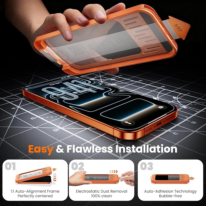 3 Pack for iPhone 17 Pro Max Screen Protector 6.9 9H+ Tempered Glass with Auto Dust Removal Easy Installation Kit Bubble-Free Case Friendly