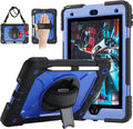 for iPad 9th/8th/7th Generation CaseiPad 10.2 Case 2021/2020/2019 with Cute Key Chain Rugged Protective Case with 360°Rotating Stand &amp Shoulder Hand Strap &amp Pen Slot for 10.2 Inch (Black+Bl