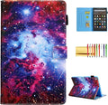 Folio Case for Amazon Fire HD 10 Tablet (5th/7th/9th Generation) Slim Fit Stand Magnetic Soft TPU Back Smart Cover for All-New Fire HD 10 2015/2017/2019 Sleep Mode Purple Red Nebula