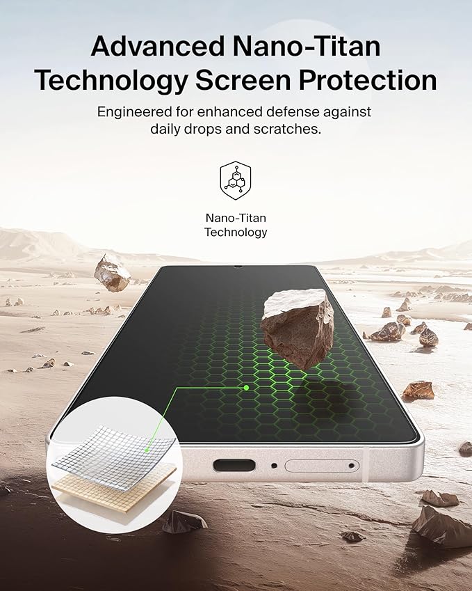 Belkin Titan SmartShield Anti-Reflective Screen Protector for Samsung Galaxy S26 Ultra Scratch Resistant Impact Protection Anti-Fingerprint Ultra-Thin w/Easy Align Tray for Bubble Free Application