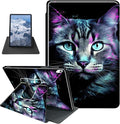 Case for iPad Air 5th/4th Generation (2022/2020 Release) 10.9/iPad Pro 11 2022/2021/2020 Release Cat Purple Glow Theme 360 Degree Rotating Stand Protective Cover with Auto Sleep/Wake