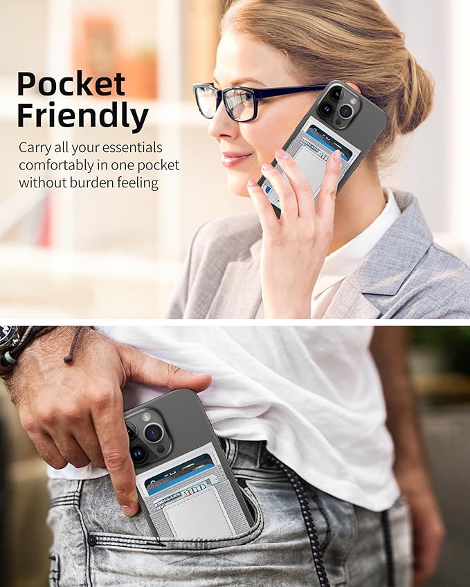 For Magsafe Wallet Stand Strongest Magnetic Wallet for iPhone 17/16/15/14/13/12 Series Magnetic Card Holder with 4 Card Slots ID Window10 Cards Holder Vegan Leather RFID Blocking Gray