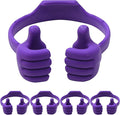 Honsky Cell Phone Tablet Stands (Pack of 5) Thumbs-up Cellphone Holder Tablet Display Stand Mobile Smartphone Mount Cradle for Desk Desktop - Universal Multi-Angle Cute Purple