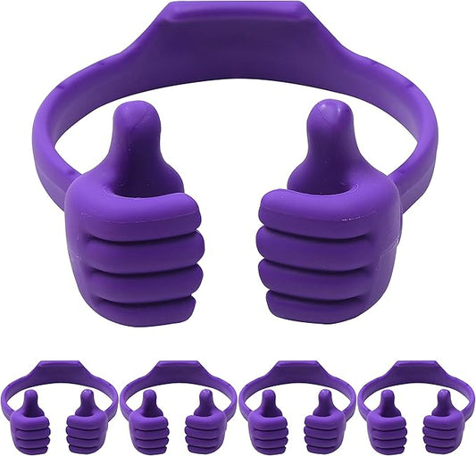 Honsky Cell Phone Tablet Stands (Pack of 5) Thumbs-up Cellphone Holder Tablet Display Stand Mobile Smartphone Mount Cradle for Desk Desktop - Universal Multi-Angle Cute Purple