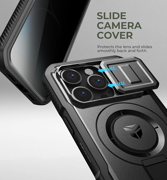 Dexnor for iPhone 13/iPhone 14 Case with Slide Camera Cover &amp Adjustable Kickstand &amp Privacy Screen Protector Compatible with MagSafe Rugged Bumper Case Magnetic Protective Cover 6.1 InchBla