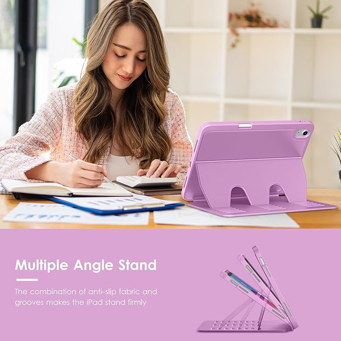 VIKESI Case for iPad (A16) 11-inch 2025 and iPad 10th/11th Generation 10.9 Inch 2022Multiple Angles Magnetic Stand CoverShockproof BackPencil Holderand Auto Sleep/WakePurple