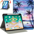 Lokigo Rotating Case for iPad Air 11 M4/M3/M2 (2026/2025/2024) iPad Air 5th/4th Gen (2022/2020) 10.9“ iPad Pro 11” (4th/3rd/2nd/1st) 360 Degree Stand Cover with Pencil Holder Purple Coconut Tree