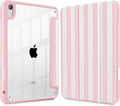 Tuiklol Case for iPad 11 inch (A16 Chip) 2025 Gen 11th / iPad 10.9 inch 2022 10th Gen Buit in Pencil Holder with Shockproof Cover Clear Transparent Back Shell Auto Wake/SleepPink Striped