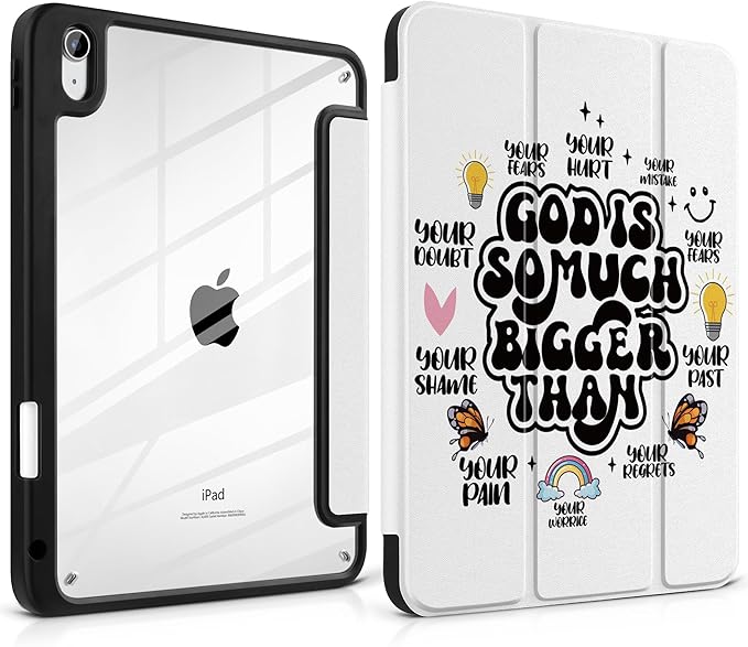 Case for iPad (A16) 11th Generation 11 inch 2025 /iPad 10th Gen 10.9 2022 - Creative Inspiring Design Trifold Cover with Soft TPU Bumper Clear Back Auto Sleep/Wake Creative Slogans