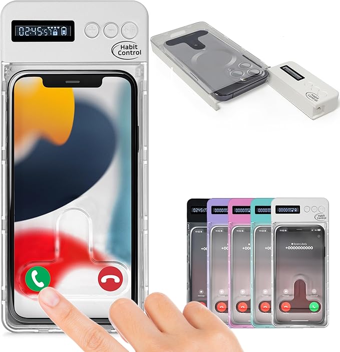 Phone Lock Box - Timed Lock Box Cell Phone Locker Safe Lockbox Bad Habit Smartphone Jail with Timer Reduce Kids Adults Screen Time Improve Productivity Family Time Container - White