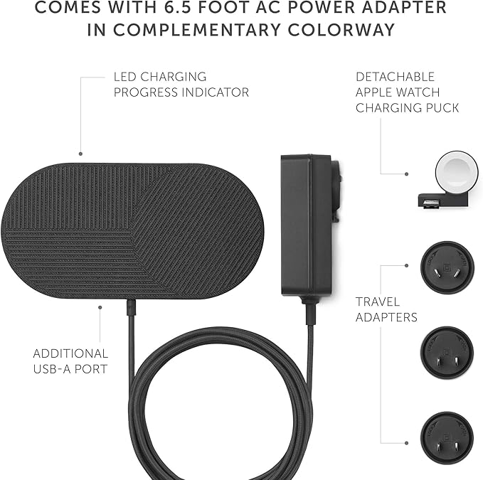 Native Union Drop XL Wireless Charger (Watch Edition) – Multi-Device Charging pad for iPhone &amp Qi Compatible Devices with Detachable Apple Watch Puck (Adapter for US China and Australia Included)