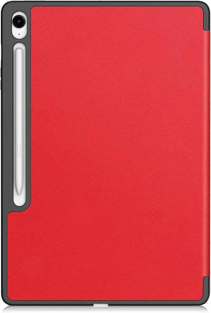 Case for Samsumg Galaxy Tab S10 FE+/S10 FE Plus 13.1 Inch 2025 (Model: SM-X620/SM-X626B) Trifold Stand Smart Cover with S Pen Holder [Auto Wake/Sleep] PU Leather Soft TPU Bumper Shell Red