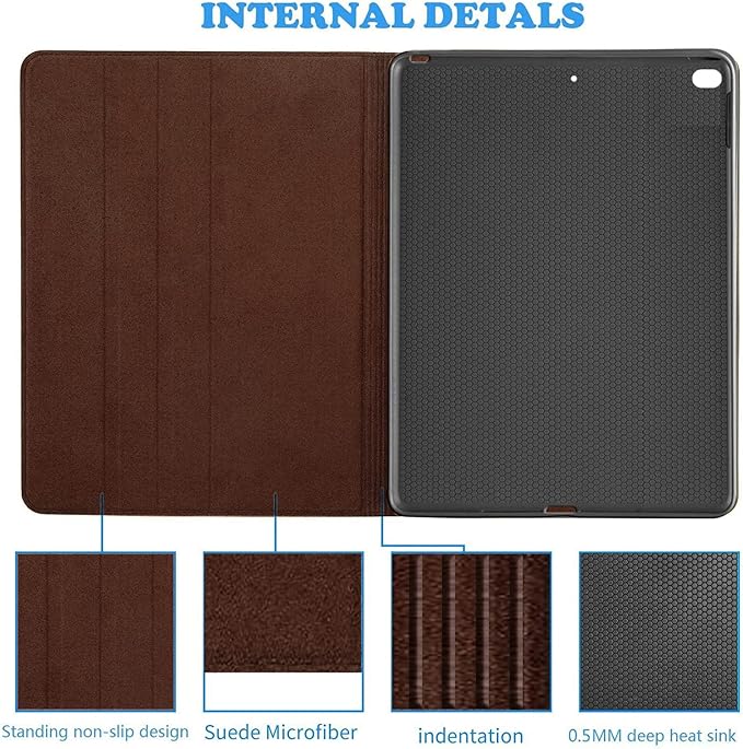 Gexmil Case for iPad mini 7.9 Inch5th/4th/3rd/2nd/1st Generation(2019/2015/2014/2013/2012) Genuine Leather Cover Anti SlipCowhide Folio Cover Auto Sleep/Wake with Adjustable StandSand Dark Brown