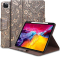 Gexmil Case for iPad Pro 11 Inch4th/3rd/2nd/1st Generation(2022/2021/2020/2018) Genuine Leather Cover with Pencil HolderCowhide Folio CoverAuto Sleep/Wake Anti SlipButterfly Pattern