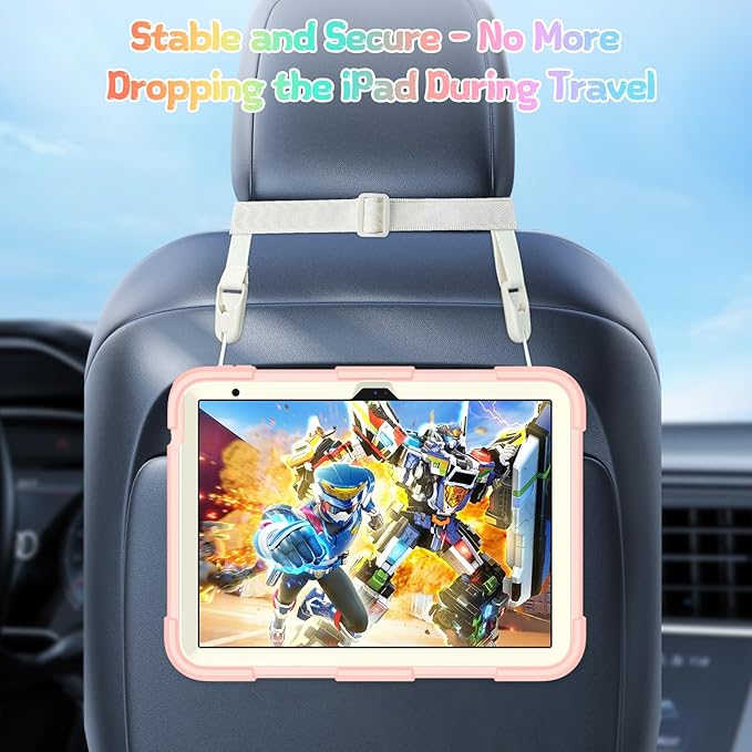 Case for iPad (A16) 11th/10th Generation 2025/2022 11/10.9 for Kids Girls with 9H Tempered Glass Screen Protector Rugged Shockproof Protective with Butterfly Stand Carrying Strap-Rose Pink