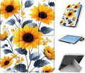 for iPad mini 7 A17 Pro 2024/iPad Mini 6 2021 Case with Pencil HolderFoldable Y-Shaped CoverStylish Clear Multi-Angle Viewing&ampAuto Sleep/Wake Sunflower Blue Leaves Tablet Case