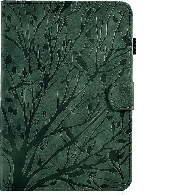 for Amazon Kindle Fire HD 8 &amp Fire HD 8 Plus Case (12th/10th Generation 2024/2022/2020) 8 UUcovers Embossed Magneic Smart Cover with Stand/Pencil Holder [Auto Sleep/Wake] Green Lucky Tree