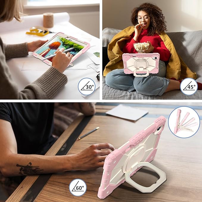 Shoulder Strap Tablet Case for Huawei MatePad 11.5 S 2025 11.5-inch S Heavy Duty Shockproof Protective Cover with Kickstand Handle Shoulder Strap for Kids Women Man Rose Gold